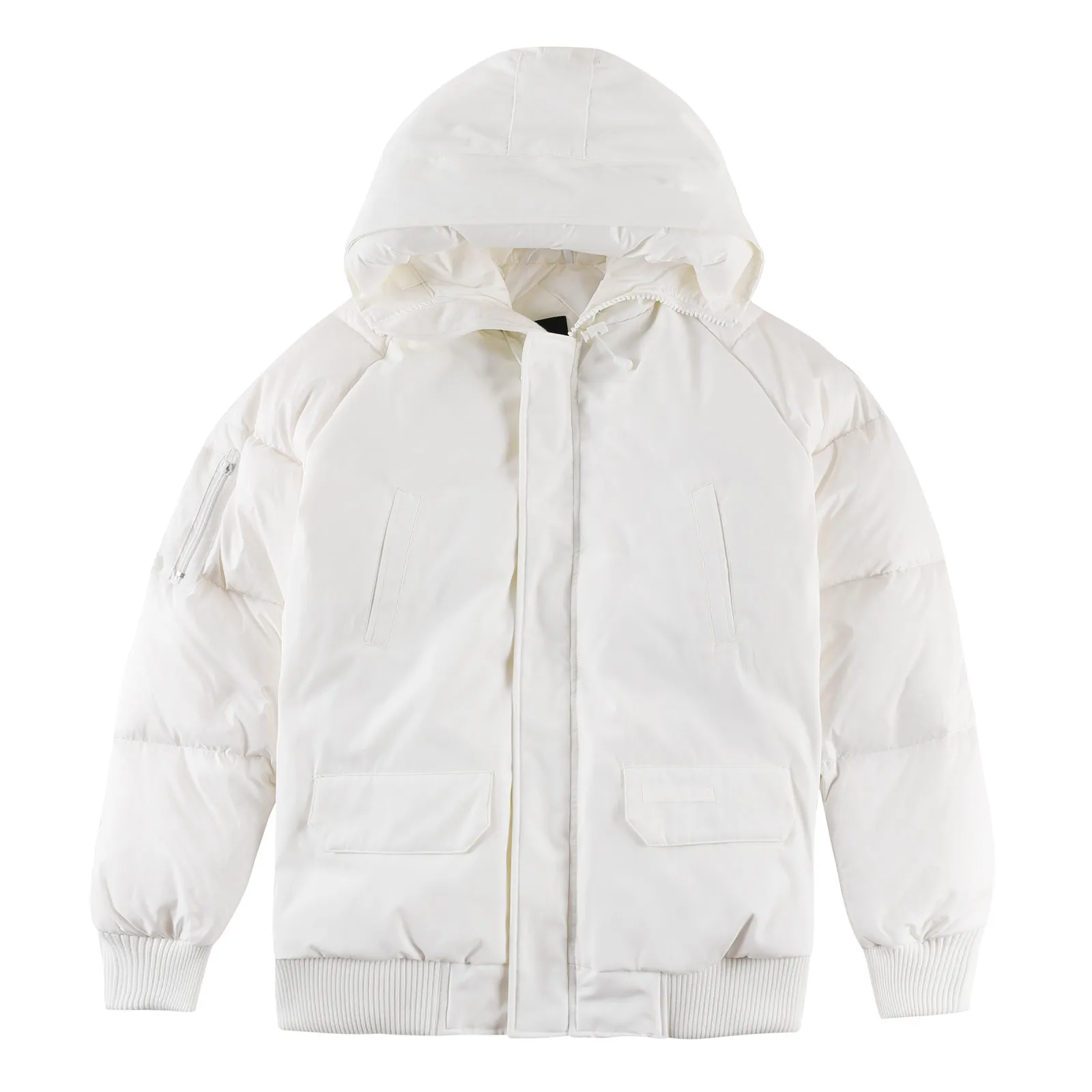 P840 🌟New model on sale! Canada Goose Paradigm Collection New Style 01 · Two-way front zipper with placket for extra coverage · Lightweight quilted down sleeves · Woven grab strap at upper back with "Canada Goose" logo patch · Sustainable Arctic Tech® elbow patches for durability · Rib knit hem and cuffs lock in heat · Suede tricot chin guard provides a soft touch Five external pockets: two handwarmer pockets, two lower pockets with flap closure, one utility pocket on the sleeve Three internal pockets: two drop-in pockets, one zippered pocket Internal straps allow the jacket to be worn over the shoulder, hands-free Color: Black White Sizes: XXS XS S M L XL XXL